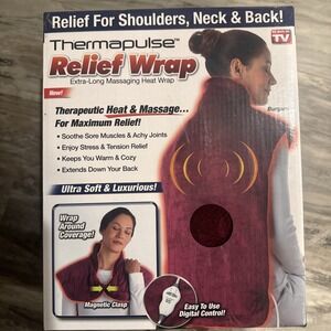 NEW Thermapulse Relief Extra Long XL Massaging Heat Wrap Burgundy Model 17001